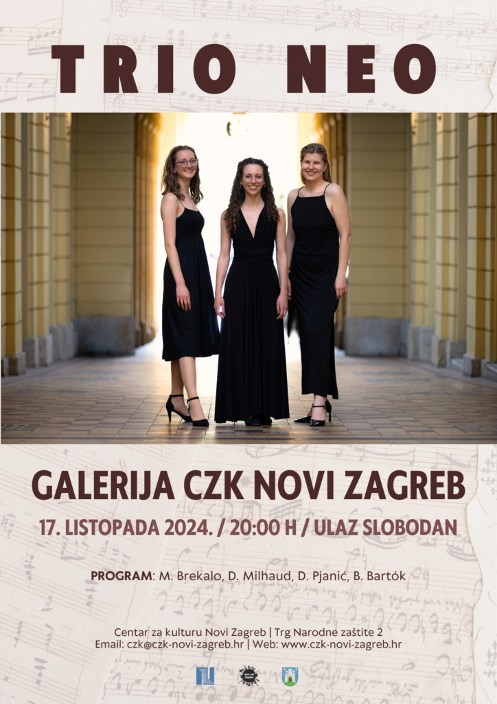 centar za kulturu novi zagreb galerija CZK trio neo koncert klasična glazba novi val klasike Emma Štern klarinet Eleonora Hil violina Hana Novoselec klavir