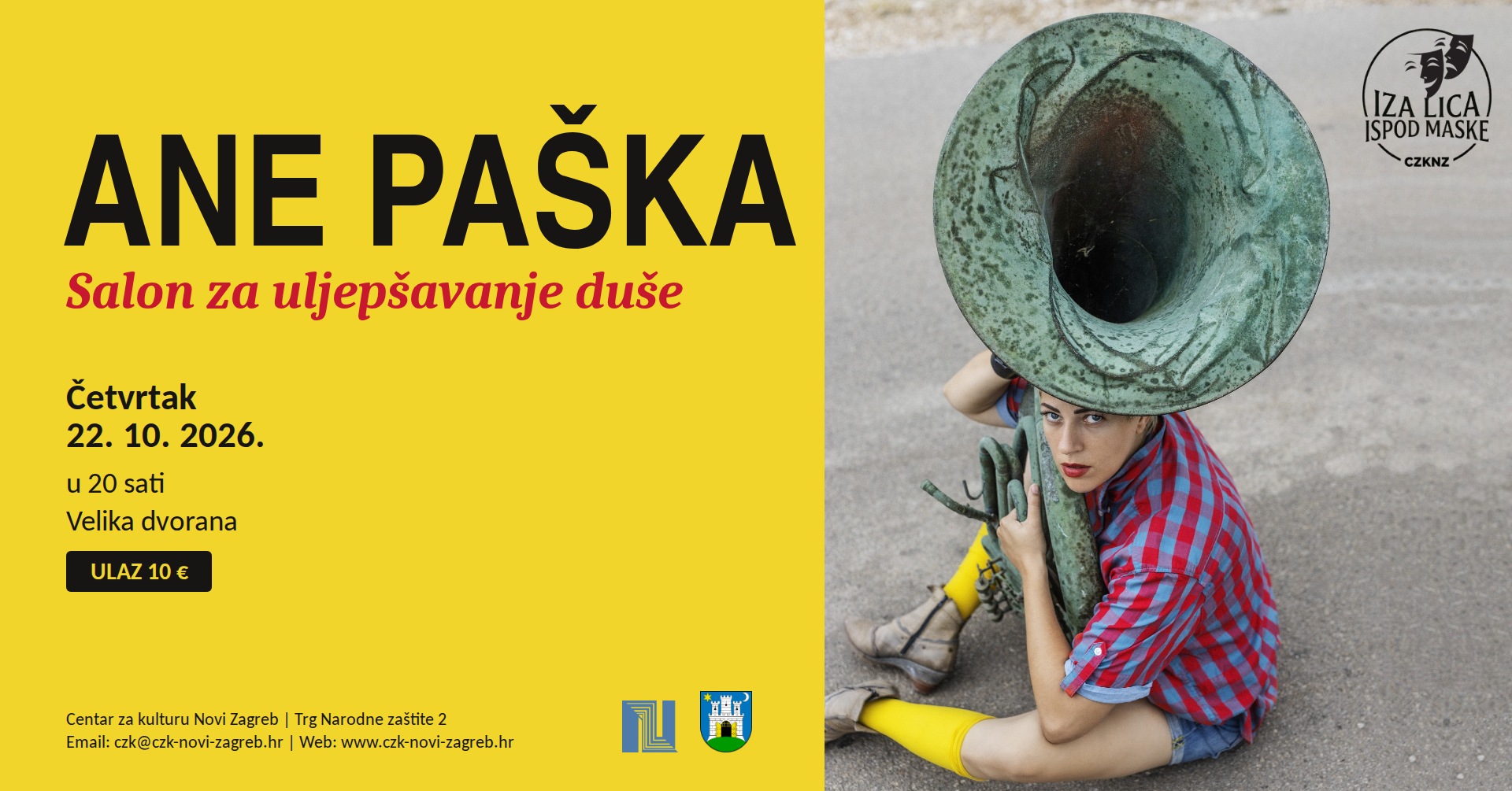 ANE PAŠKA: Salon za uljepšavanje duše u sklopu ciklusa ,Iza lica, ispod maske’ u Centru za kulturu Novi Zagreb